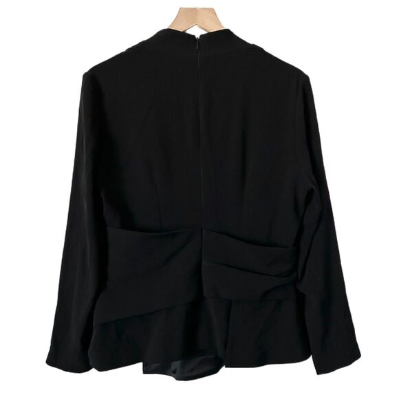 NEW The Fold Clever Crepe Belleville Long Sleeve Top in Black Size 12 - Picture 4 of 7